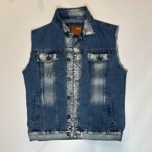 Rolling Paper Denim Sleeveless Jacket Button‎ Down Light Wash Mens size Medium